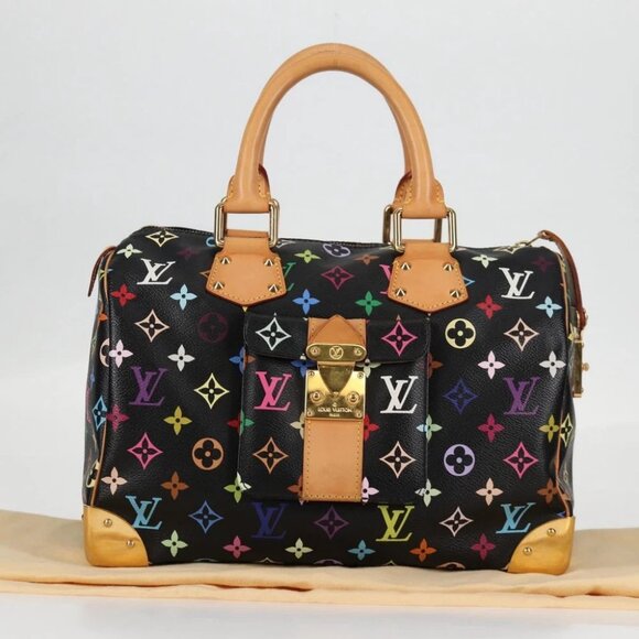 LOUIS VUITTON Monogram Multicolor Speedy 30 Hand Bag Black M92642 Auth 128856V - Picture 13 of 16